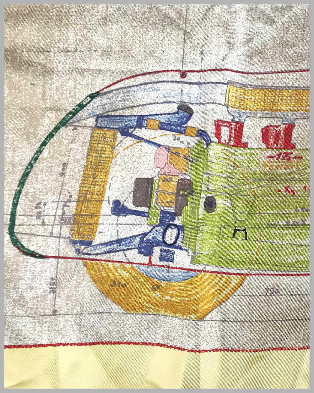 1947 Ferrari 125S silk scarf, made in Italy for Ferrari