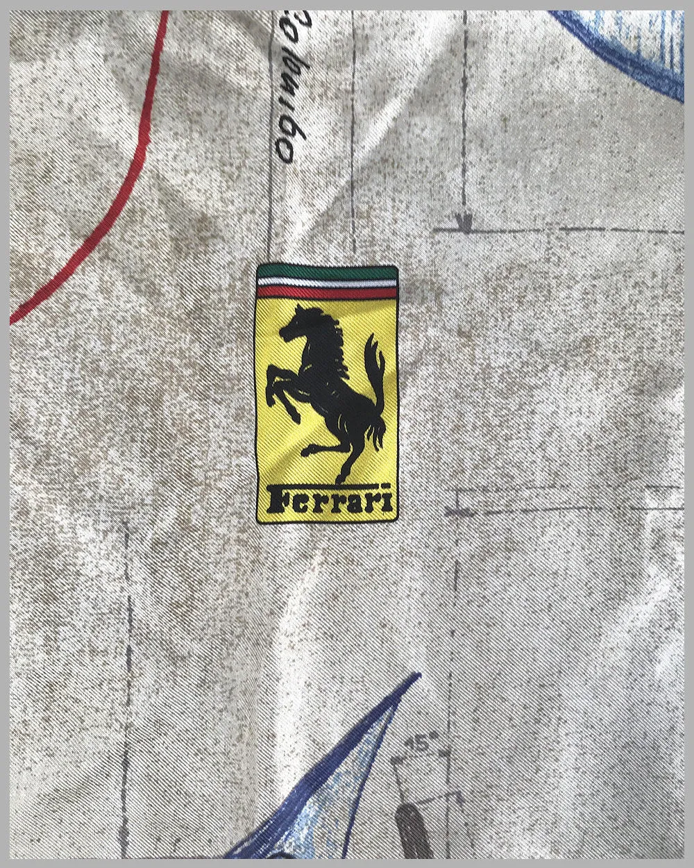 1947 Ferrari 125S silk scarf, made in Italy for Ferrari