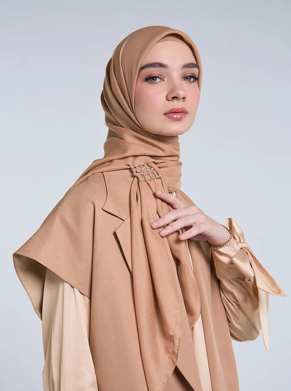 AIRY VOILE SCARF PLAIN KHAKI
