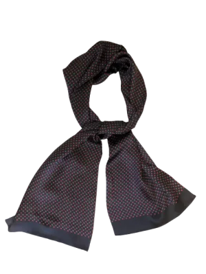 Black Red small flower 100% Silk Scarf 157 x 27 cm