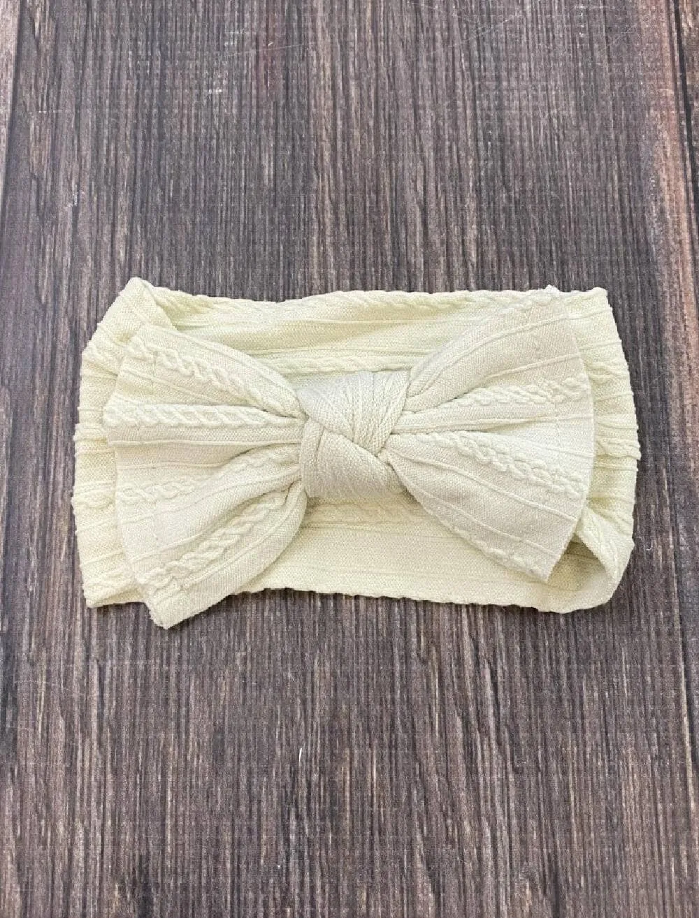 Cable Knit Bow Headband: Mustard