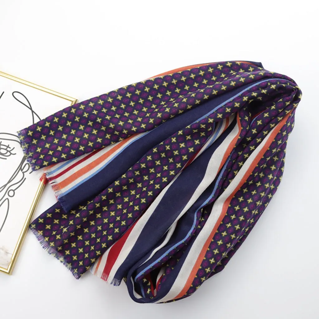 JY221122 Stripe star printed scarf