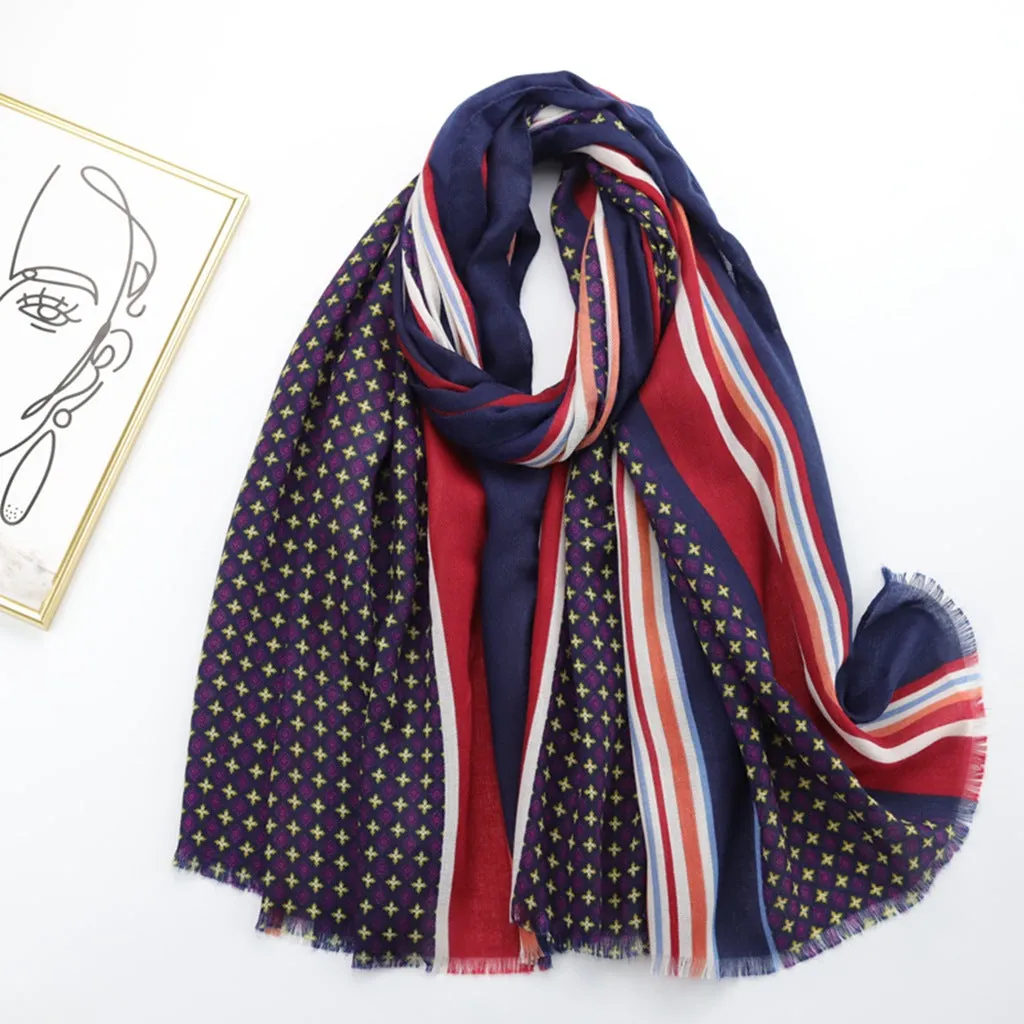 JY221122 Stripe star printed scarf