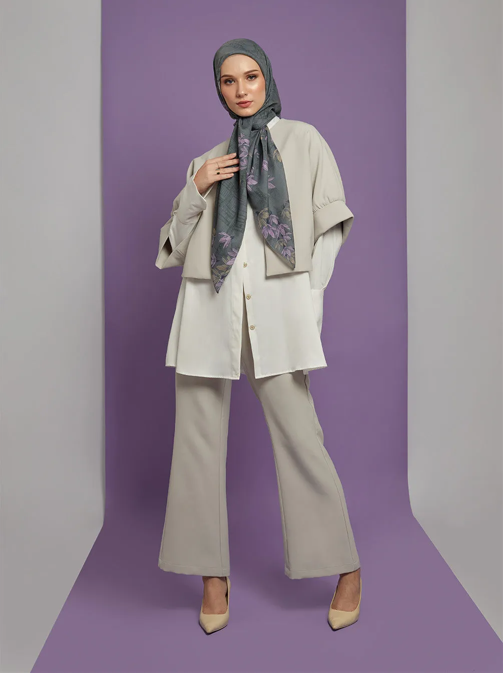 ORVA PARIS SIGNATURE SCARF ASH OLIVE