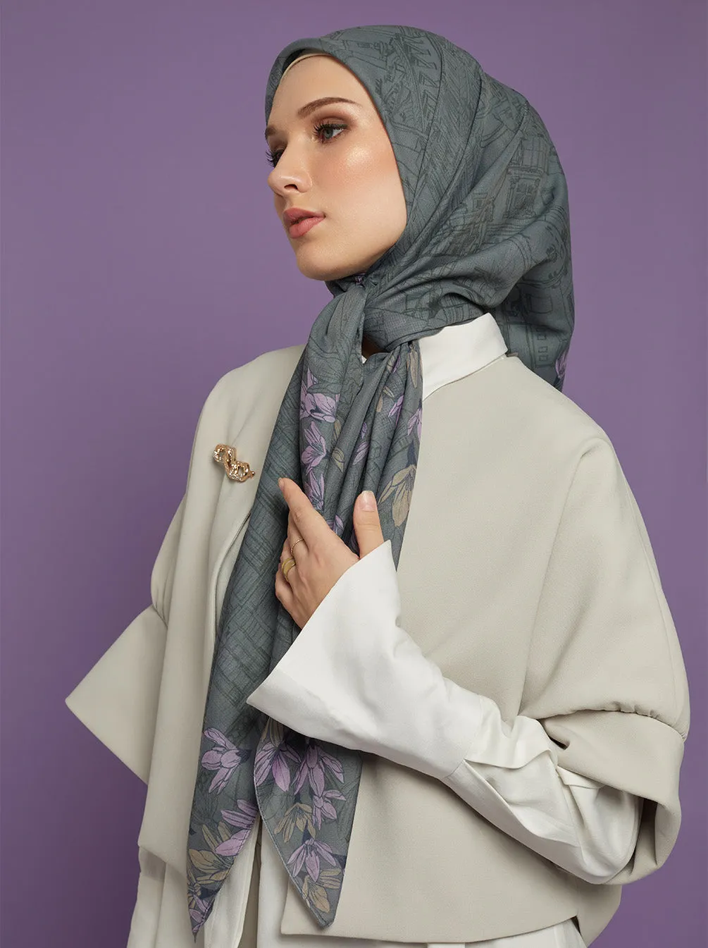 ORVA PARIS SIGNATURE SCARF ASH OLIVE