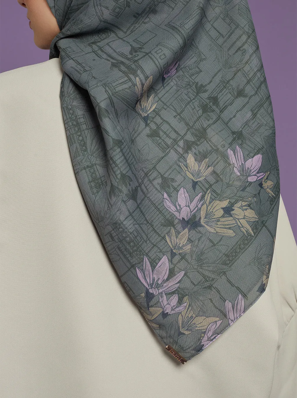 ORVA PARIS SIGNATURE SCARF ASH OLIVE