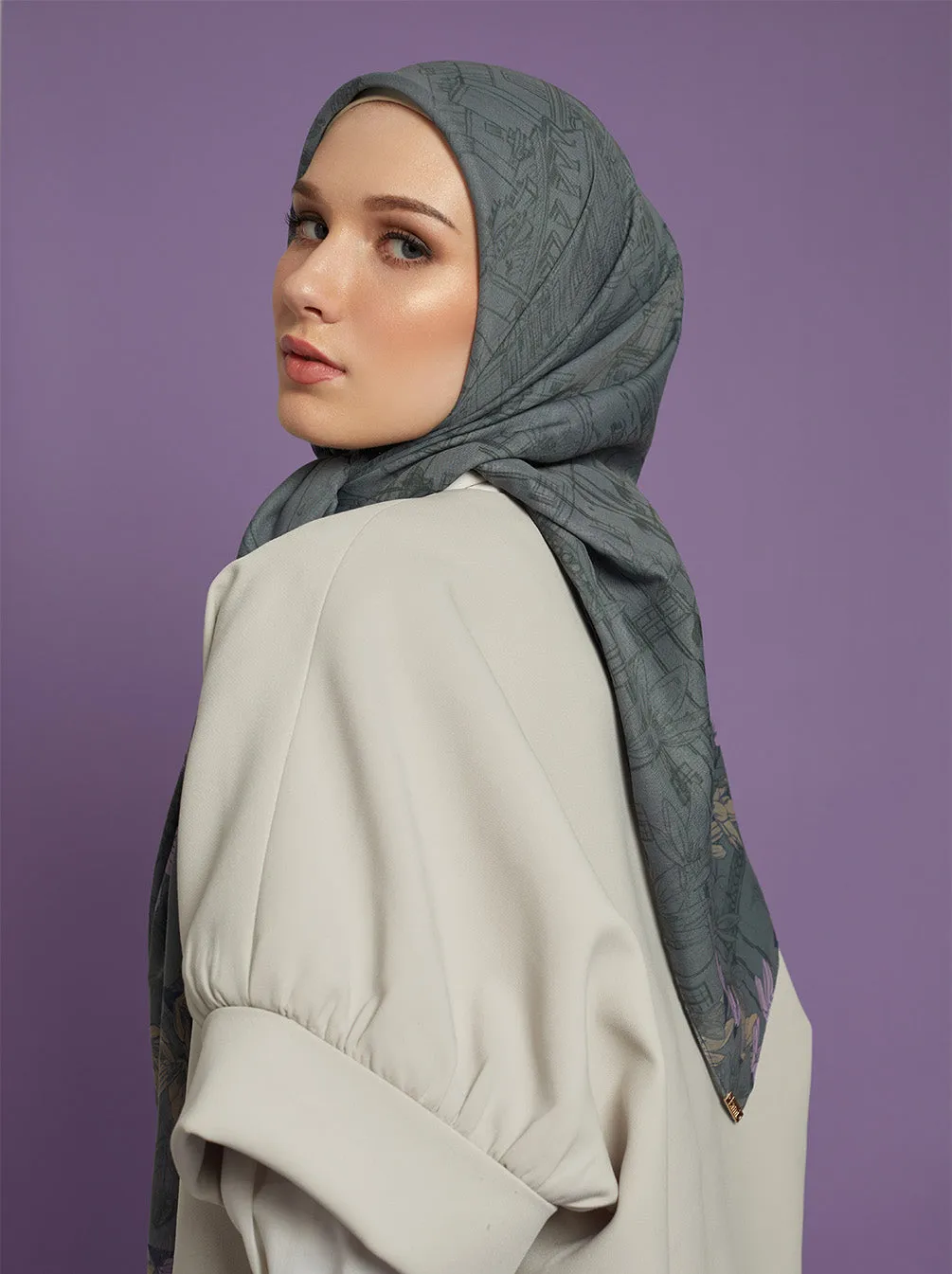 ORVA PARIS SIGNATURE SCARF ASH OLIVE