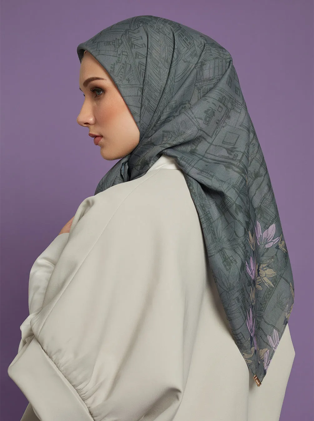 ORVA PARIS SIGNATURE SCARF ASH OLIVE