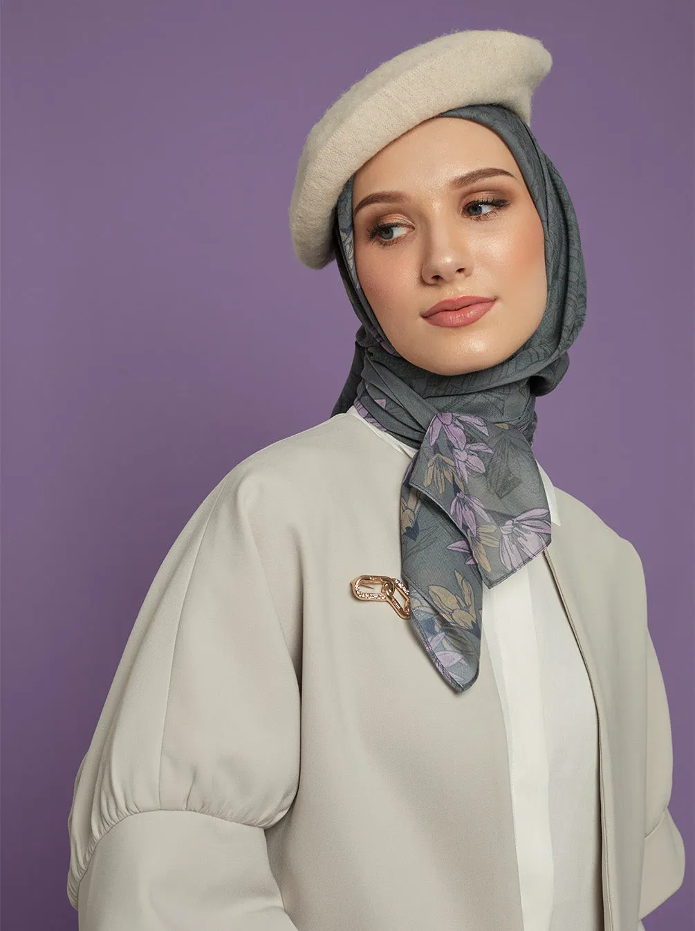 ORVA PARIS SIGNATURE SCARF ASH OLIVE