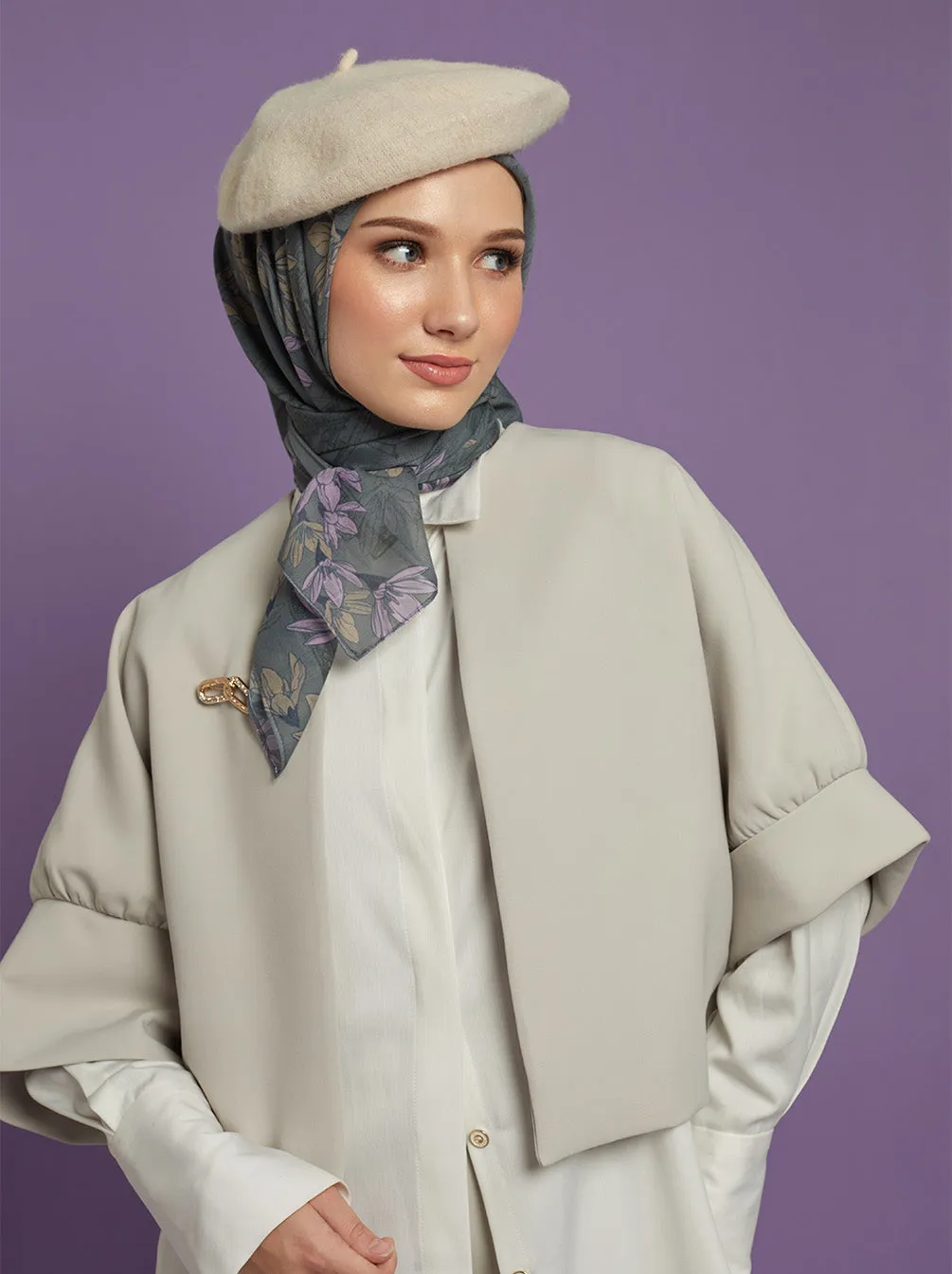 ORVA PARIS SIGNATURE SCARF ASH OLIVE