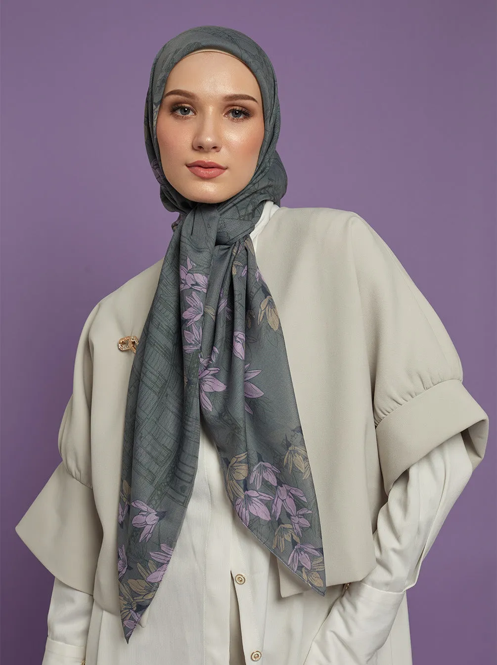 ORVA PARIS SIGNATURE SCARF ASH OLIVE