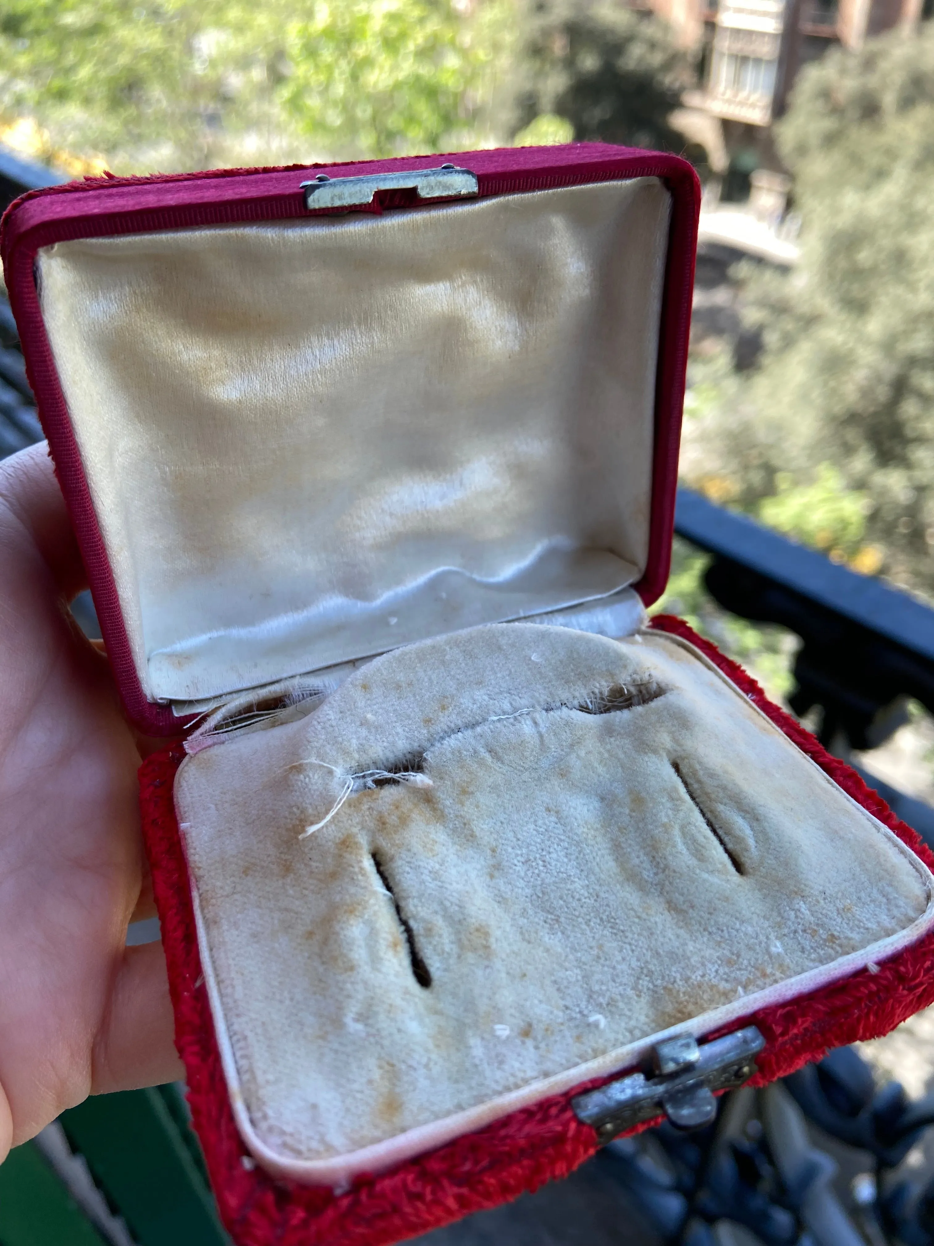 Vintage Red Velvet Jewelry Box